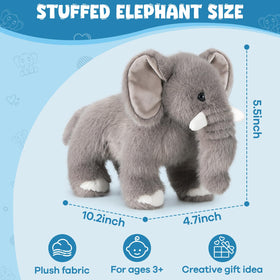 SnugBibble elephant plush adds cozy decor to a kid's room or desk.