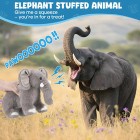 SnugBibble elephant plush with realistic sounds for engaging pretend play and storytelling.