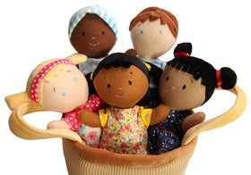 Snuggle Stuffs plush buddy dolls close-up highlight huggable comfort.