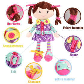 Sugar Snap doll showing buttons for early dressing skills