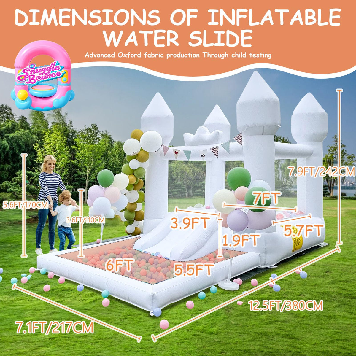 SnuggleBounce bounce house side view with sturdy entry for easy access