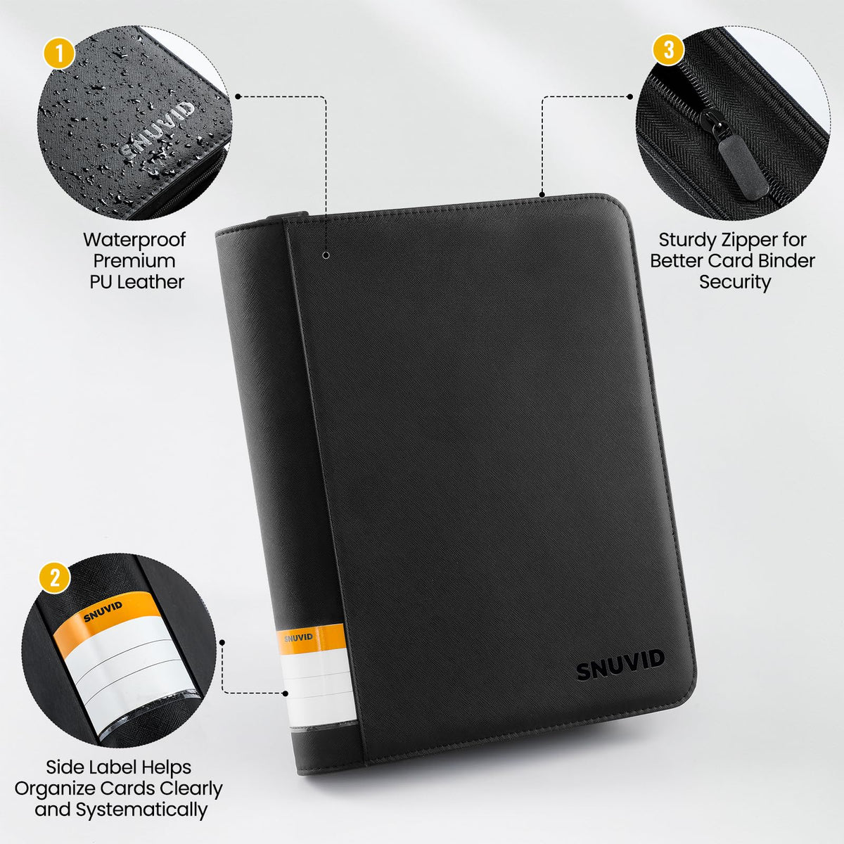 Snuvid 26-page design holds up to 468 standard-size cards neatly