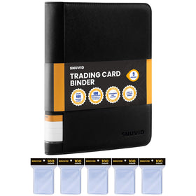 Snuvid 9-pocket binder with black cover shows organized MTG/TCG card storage