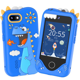 SNWIDA Kids Smart Phone blue front view shows 2.8 inch touchscreen for learning