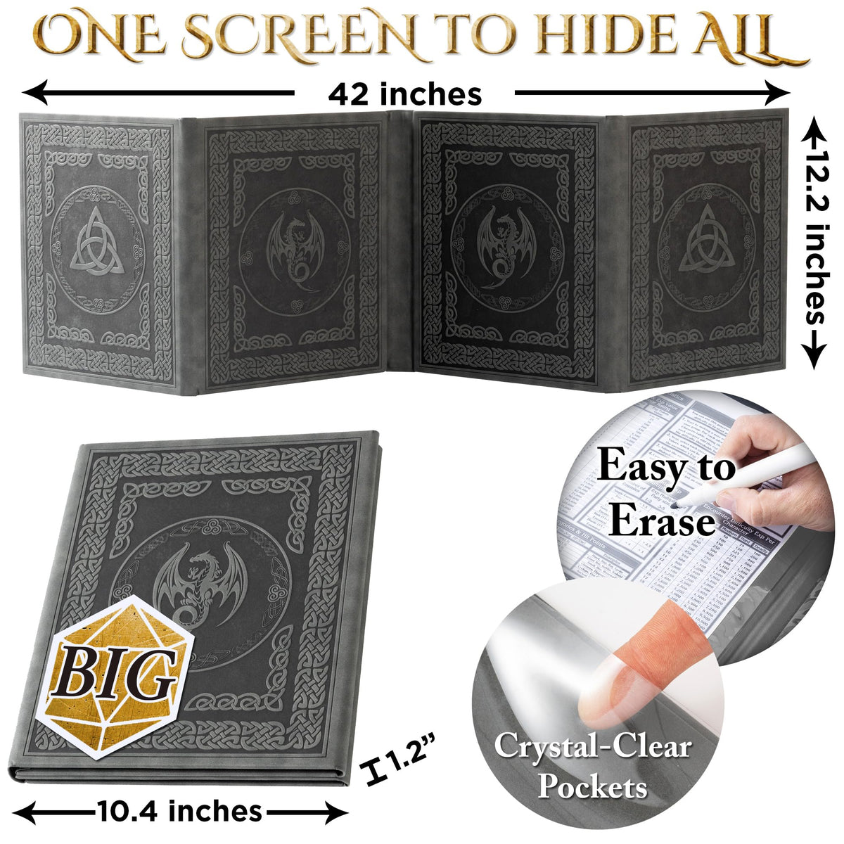 Soar Forge DM Screen Celtic knot border adds elegance to your setup.