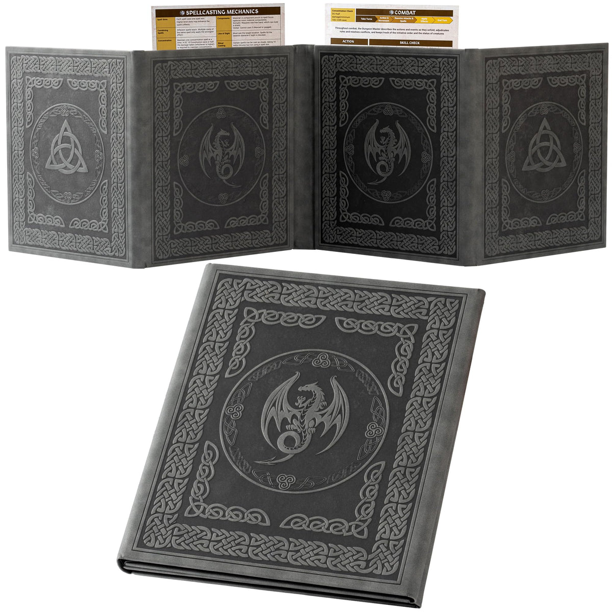 Soar Forge DM Screen with four-wide panels offers spacious notes for quick reference.