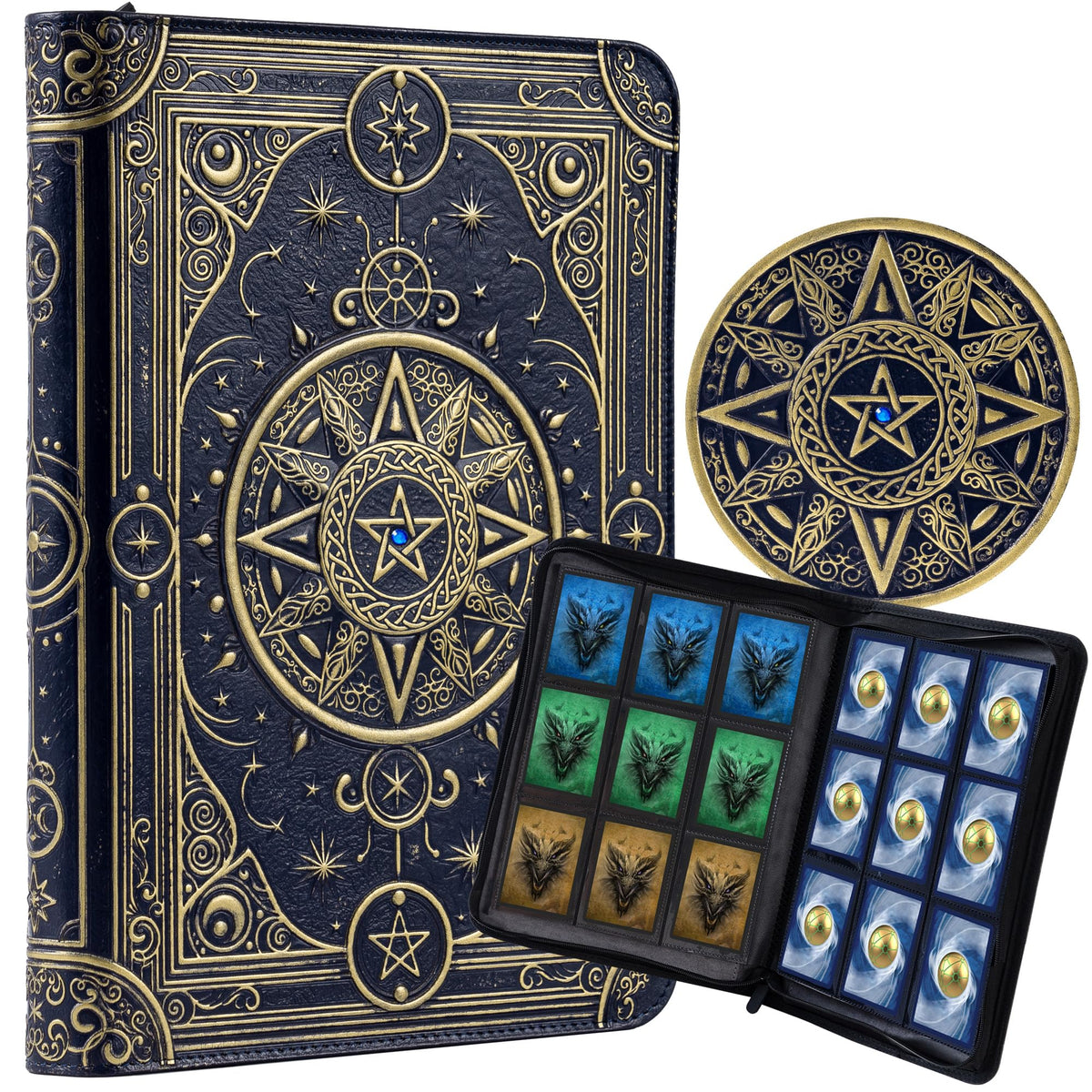 Soar Forge Star Mage binder with blue jewel cover for MTG storage and protection.