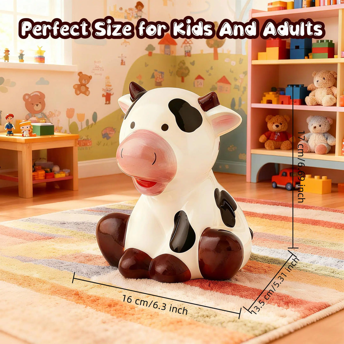 Sobeit ceramic finish enhances the dairy cow piggy bank shine