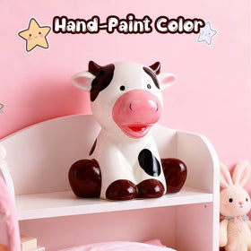 Sobeit dairy cow piggy bank displayed in nursery decor setup