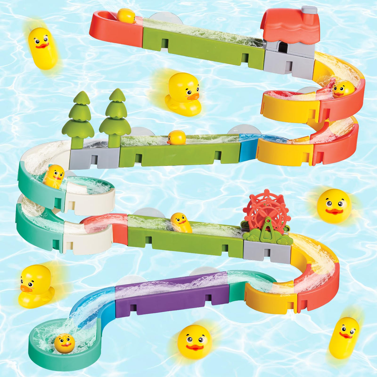 SOCBTNSO Duck Slide Wall Track assembly for engaging bath time play.