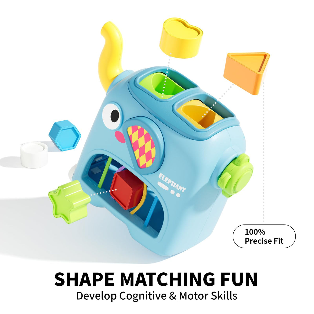 Turning the elephant wheel boosts hand-eye coordination during play.