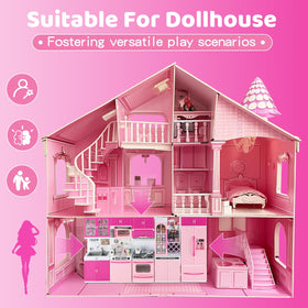 SOCBTNSO open-storage cabinets and fridge support neat pretend play and organization.