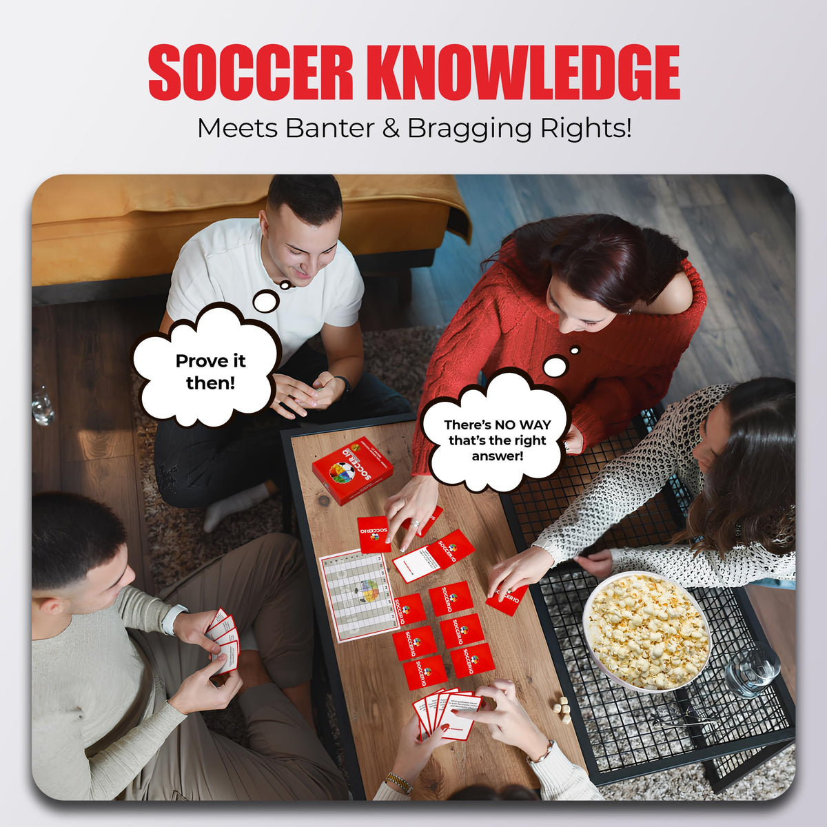 SOCCER IQ family game night image encourages friendly competition and shared laughs.
