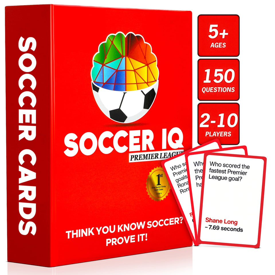 SOCCER IQ pack shot shows quick-start trivia for lively game nights.
