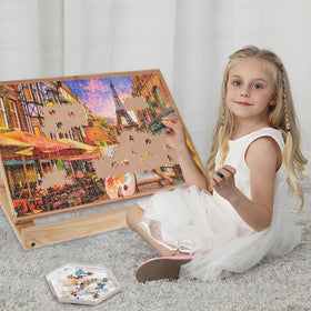 Tely Puzzle Board tilt-angle setup with three adjustable levels.