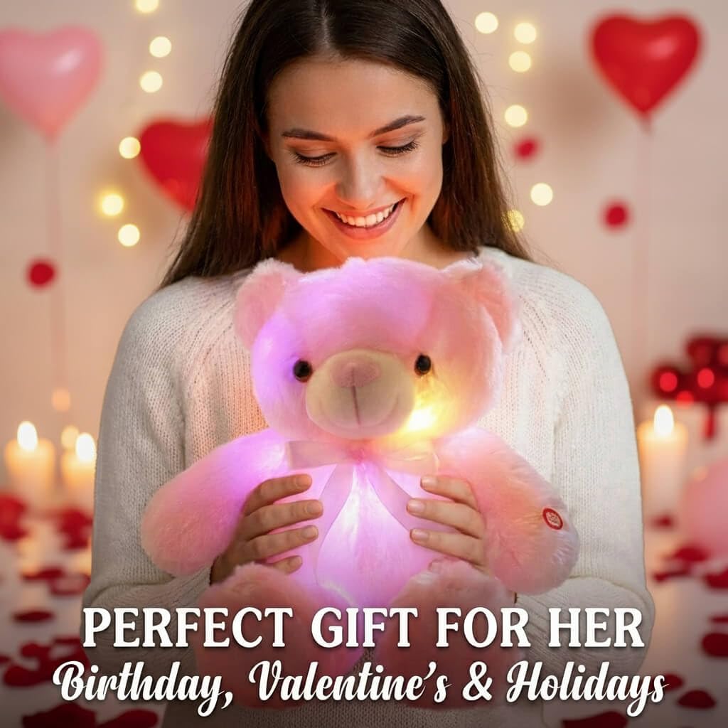 Sofipal LED glow bear multicolor display enhances nighttime ambience.