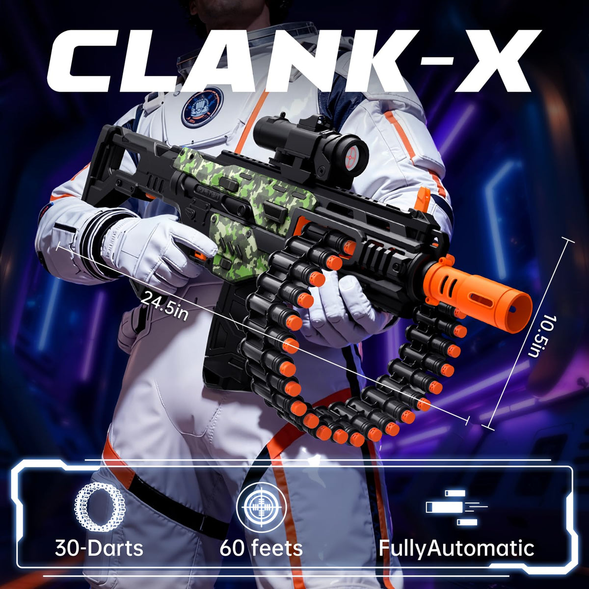 Sofiten 30-dart rotating drum magazine enables extended battles and quick reloads.
