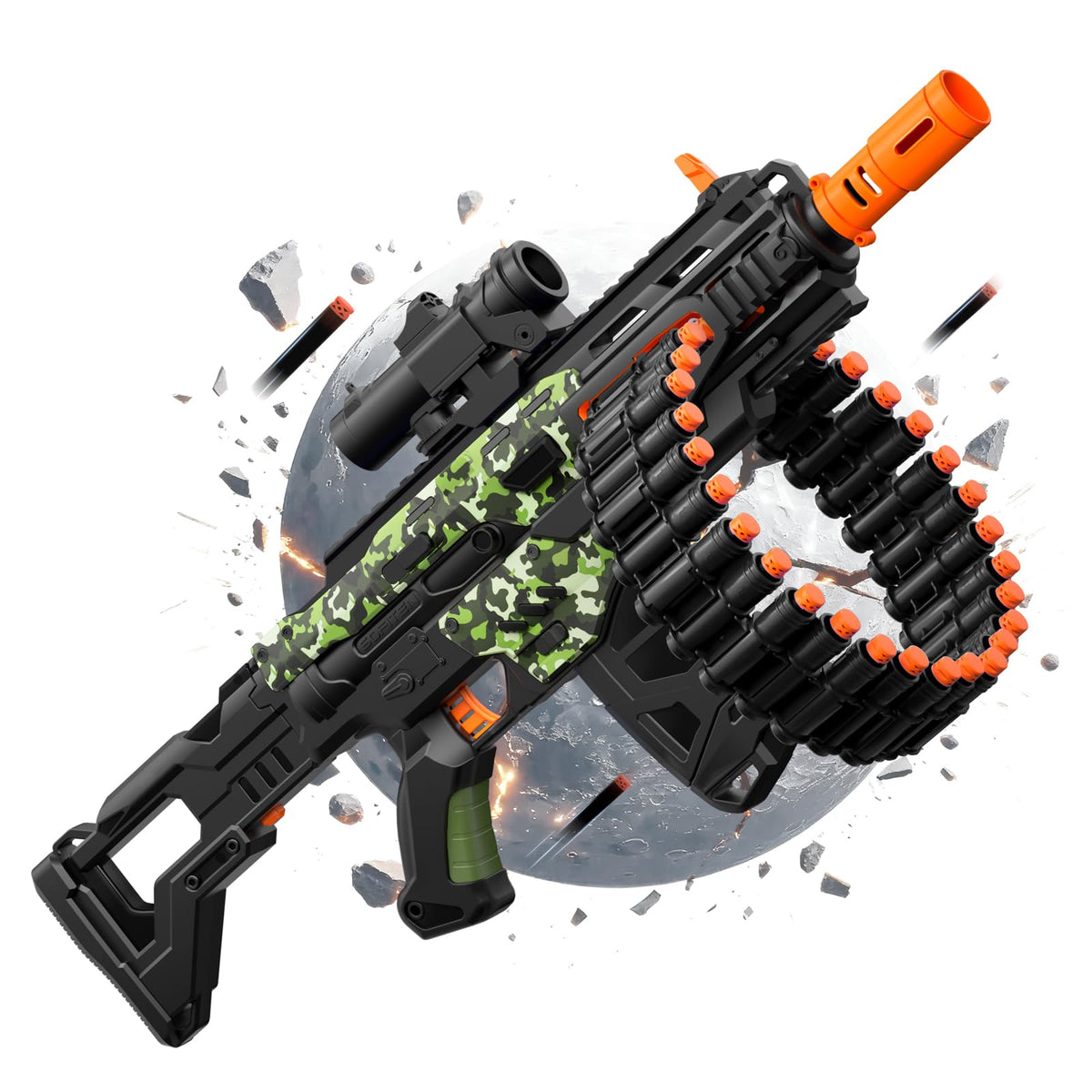Sofiten electric automatic toy gun with scope for precise targeting during play.