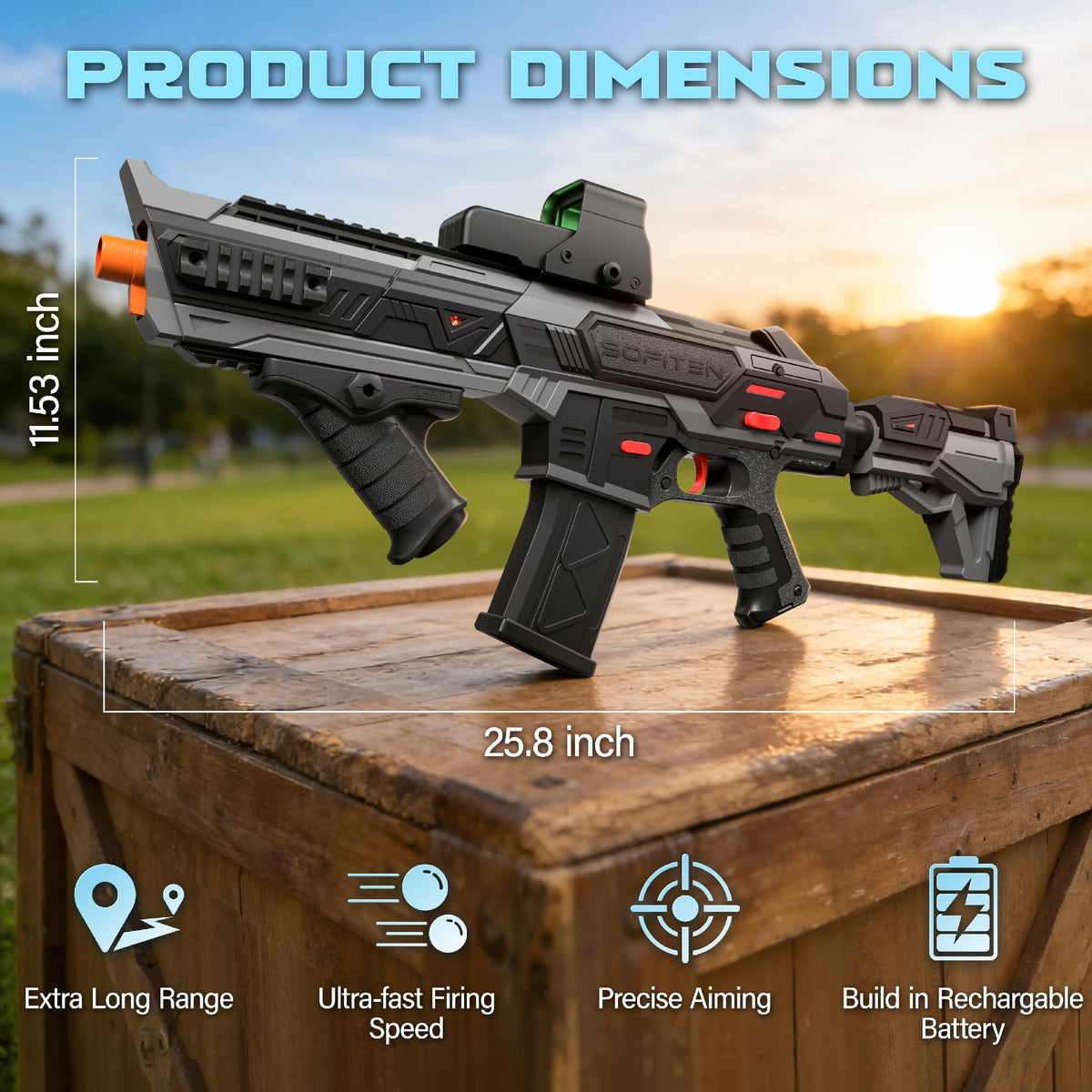 SOFITEN gel ball blaster rechargeable battery with visible indicator