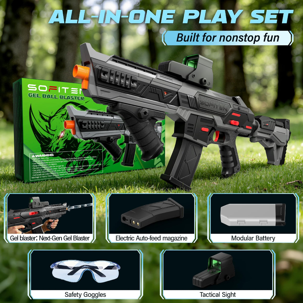 SOFITEN gel ball blaster velocity test showing high FPS and range
