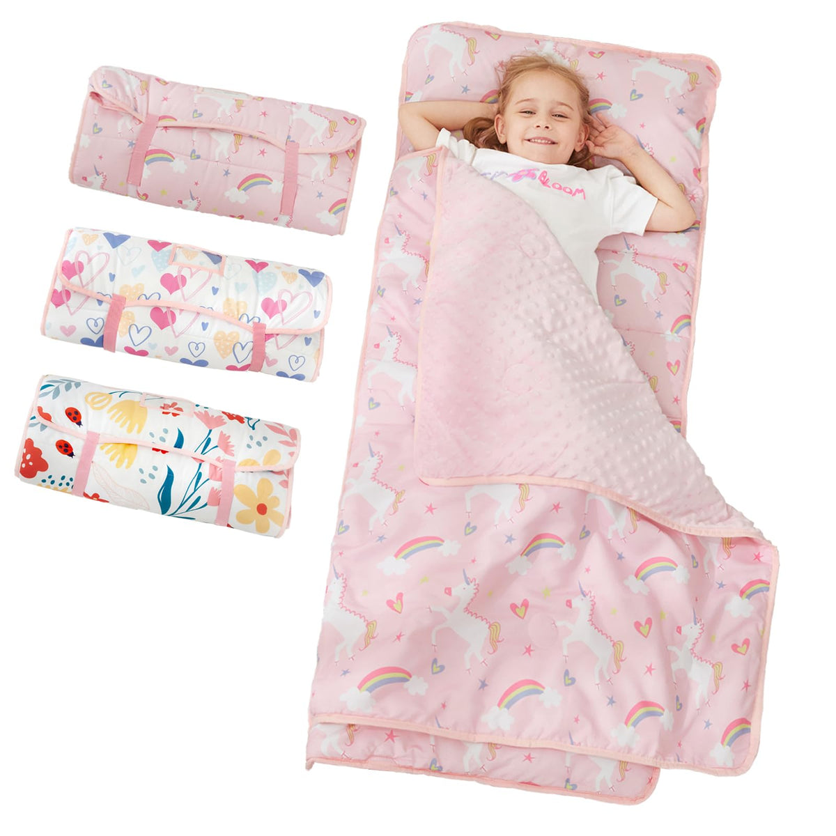 Softan Toddler Nap Mat rolled for easy travel and storage