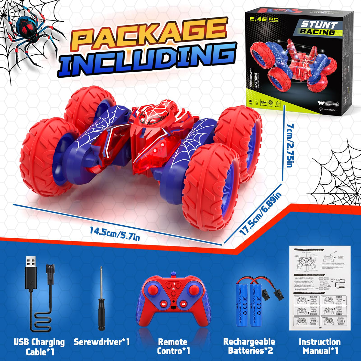 SOGAWEBB Spider RC car kids action showcasing energetic play.