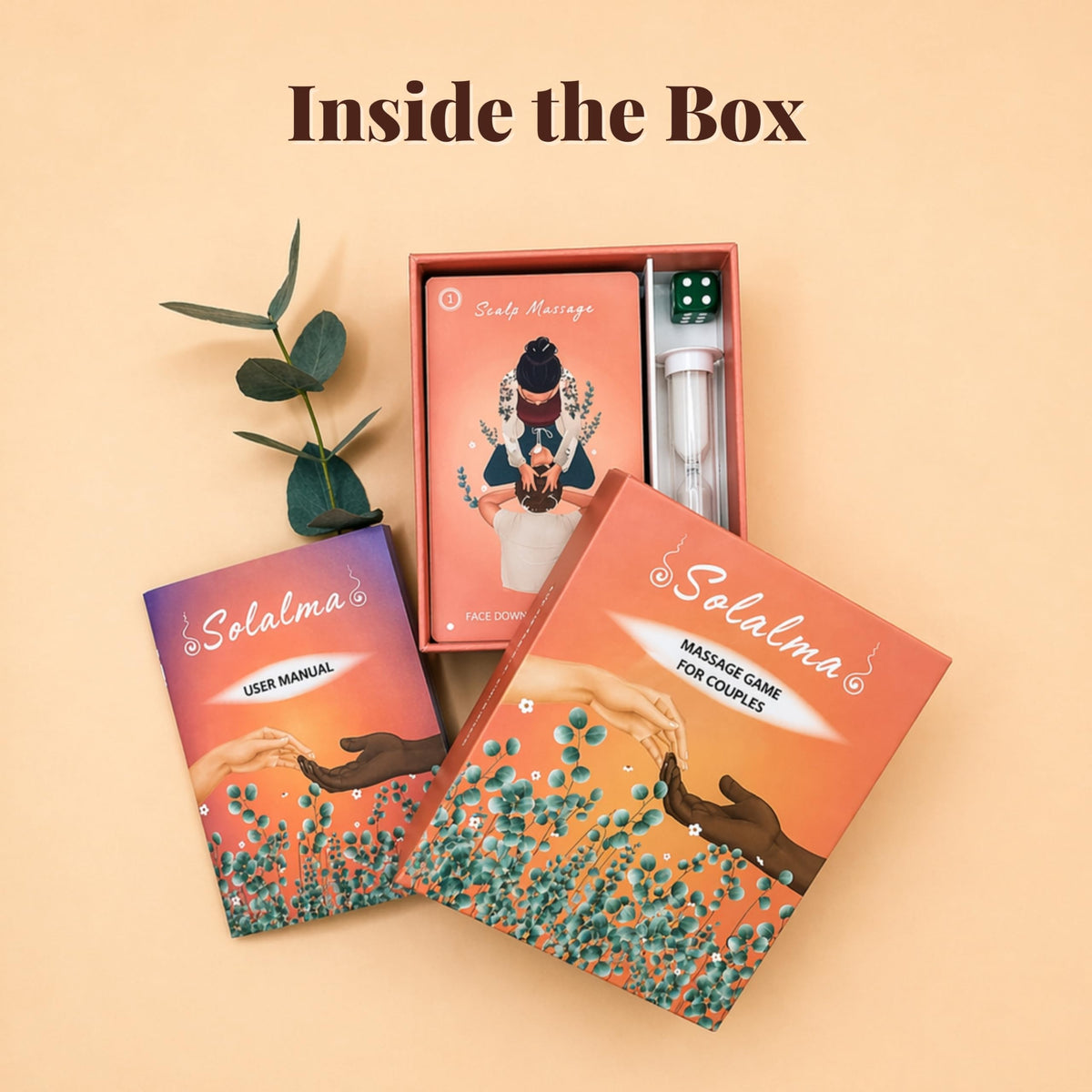 Solalma surprise cards with dice and timer for playful couple moments