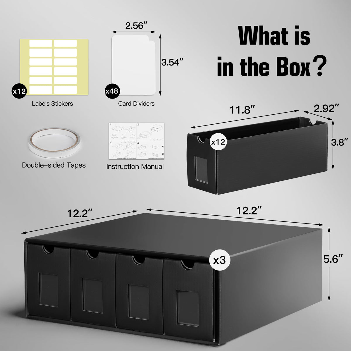 Solbor dividers and label stickers help keep cards neatly sorted.