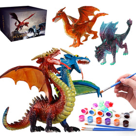SOLDAY dragon toy models in box, ready for painting and imaginative play.