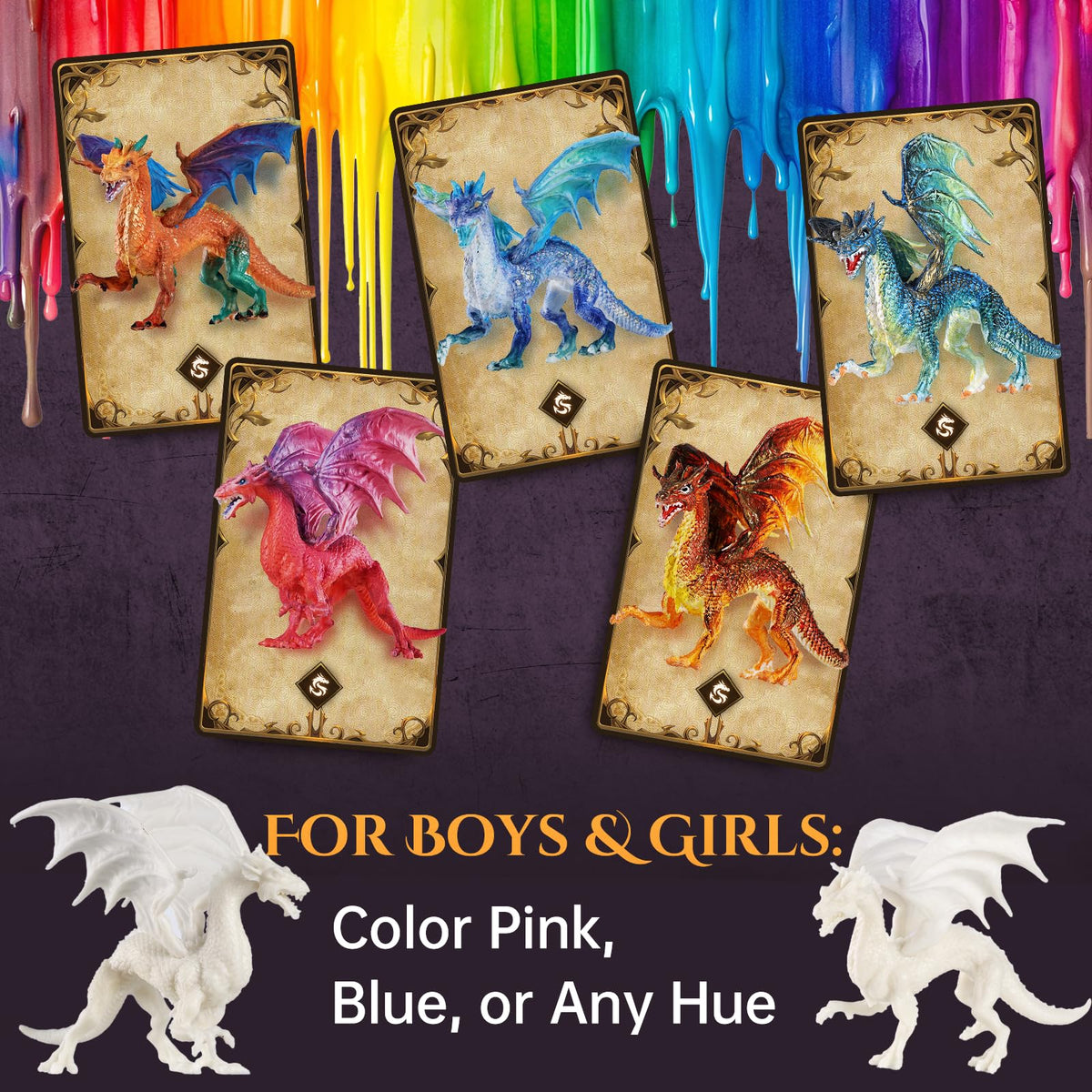 SOLDAY gold paint accents for dragon figurines during artwork
