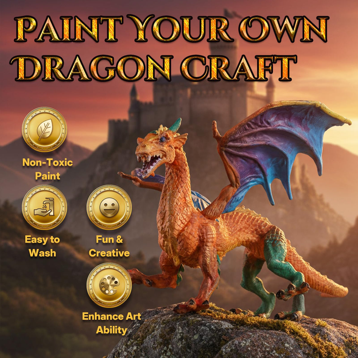 SOLDAY brushes and palettes included for dragon painting activities