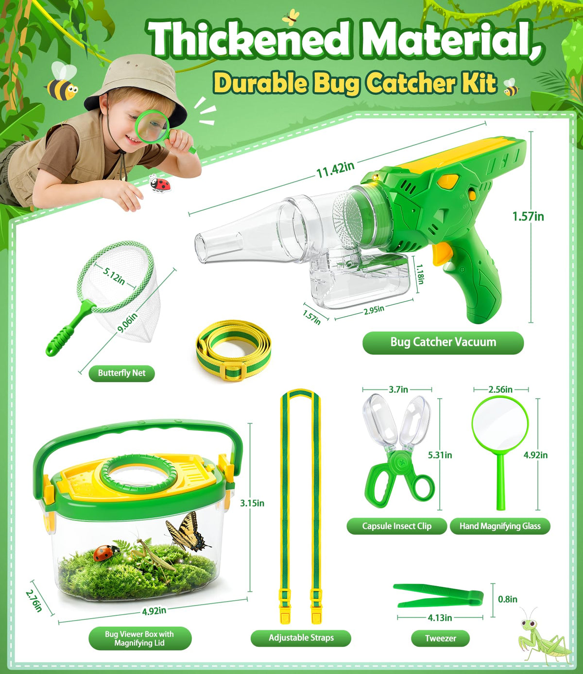 Soliehoo built-in LED light aids night bug catching.