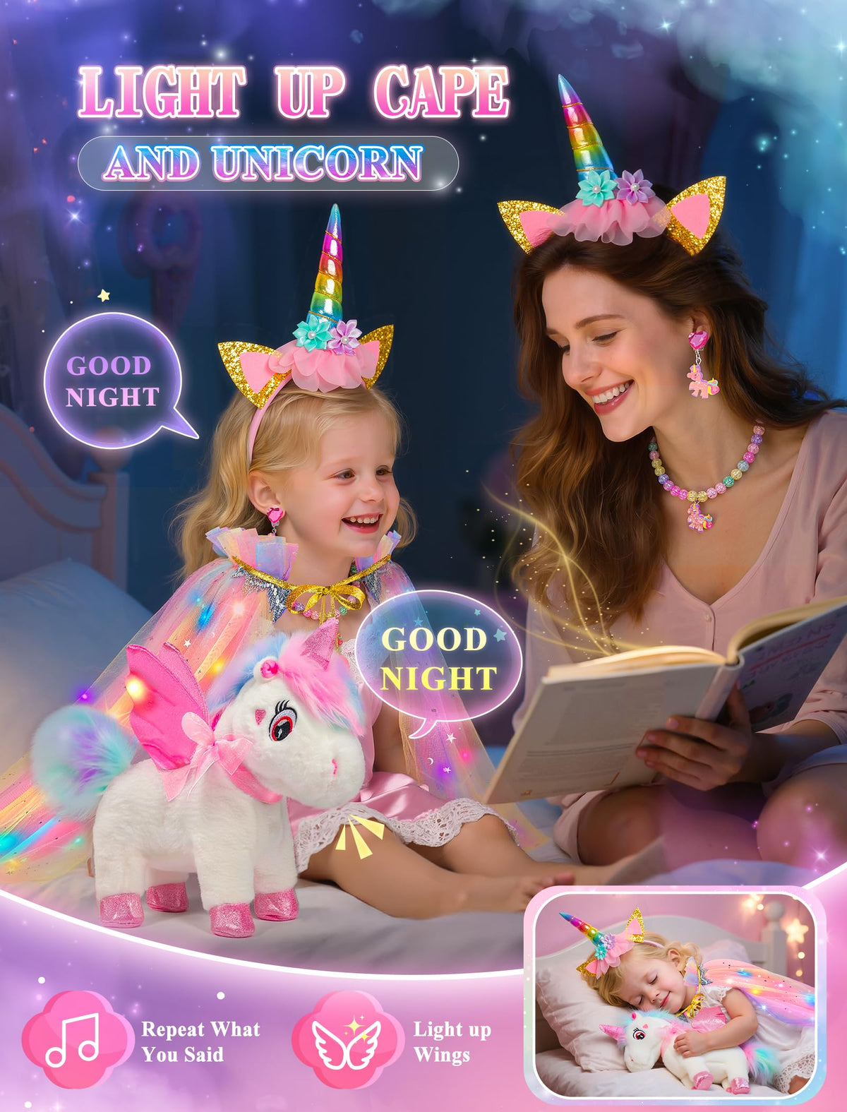 SOLIEHOO unicorn toy hairdryer—gentle styling during imaginative sessions.