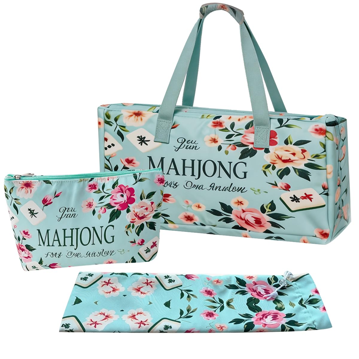 Sollkatte mahjong bag large tote clearly shows ample storage for tiles and racks during travel.