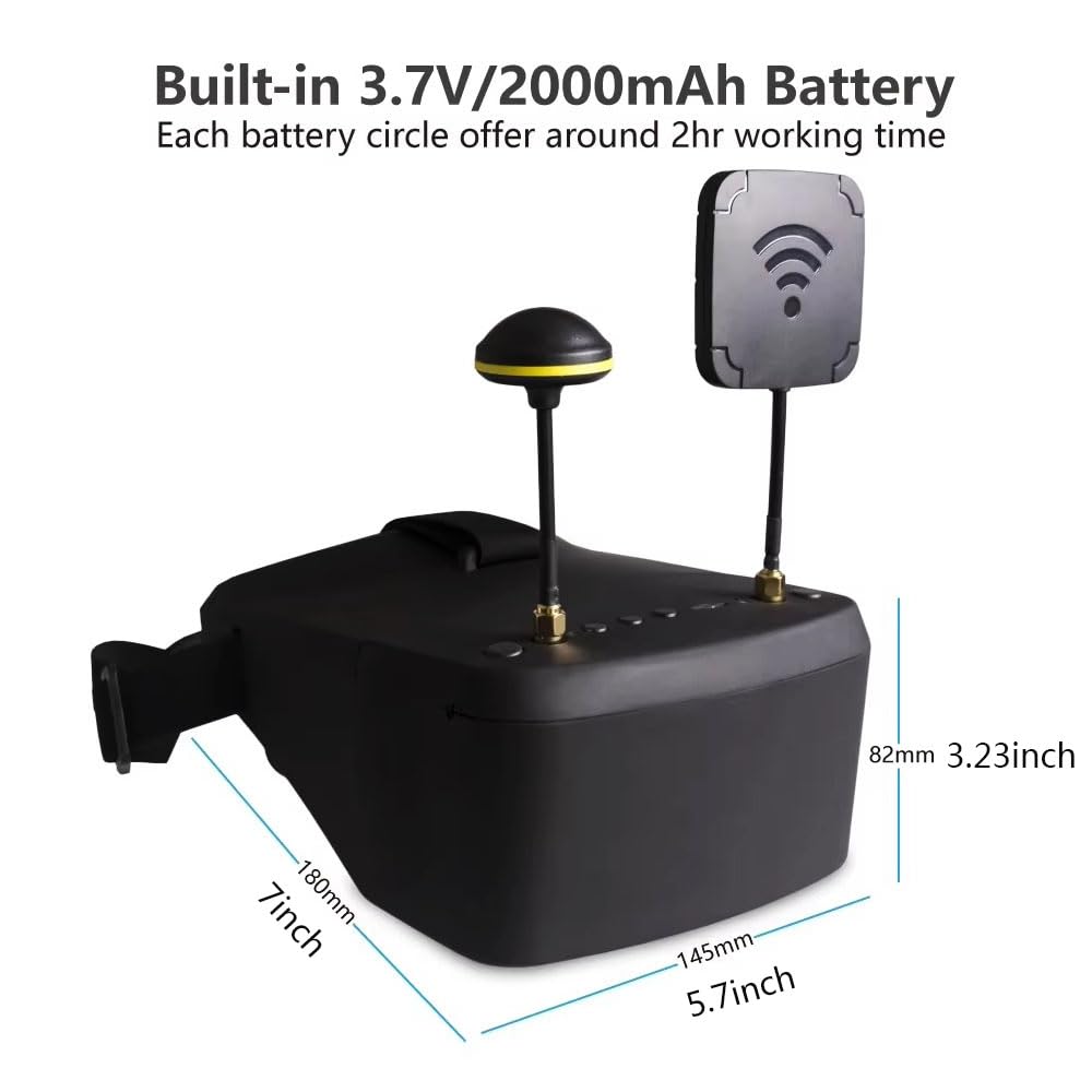 SoloGood EV800D FPV goggles built-in battery supports longer flight sessions.