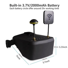 SoloGood EV800D FPV goggles built-in battery supports longer flight sessions.
