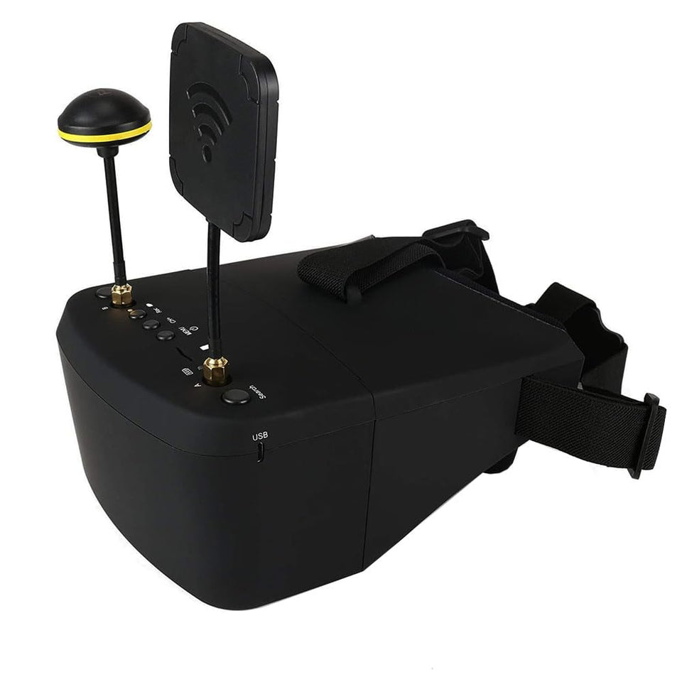 SoloGood EV800D FPV goggles front view with DVR for flight recording.