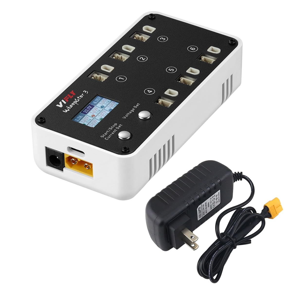 SoloGood WhoopStor 3V3 charger with six ports for quick multi-battery charging