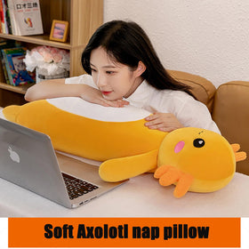 Somao axolotl plush body full-length view highlighting soft, cuddly size