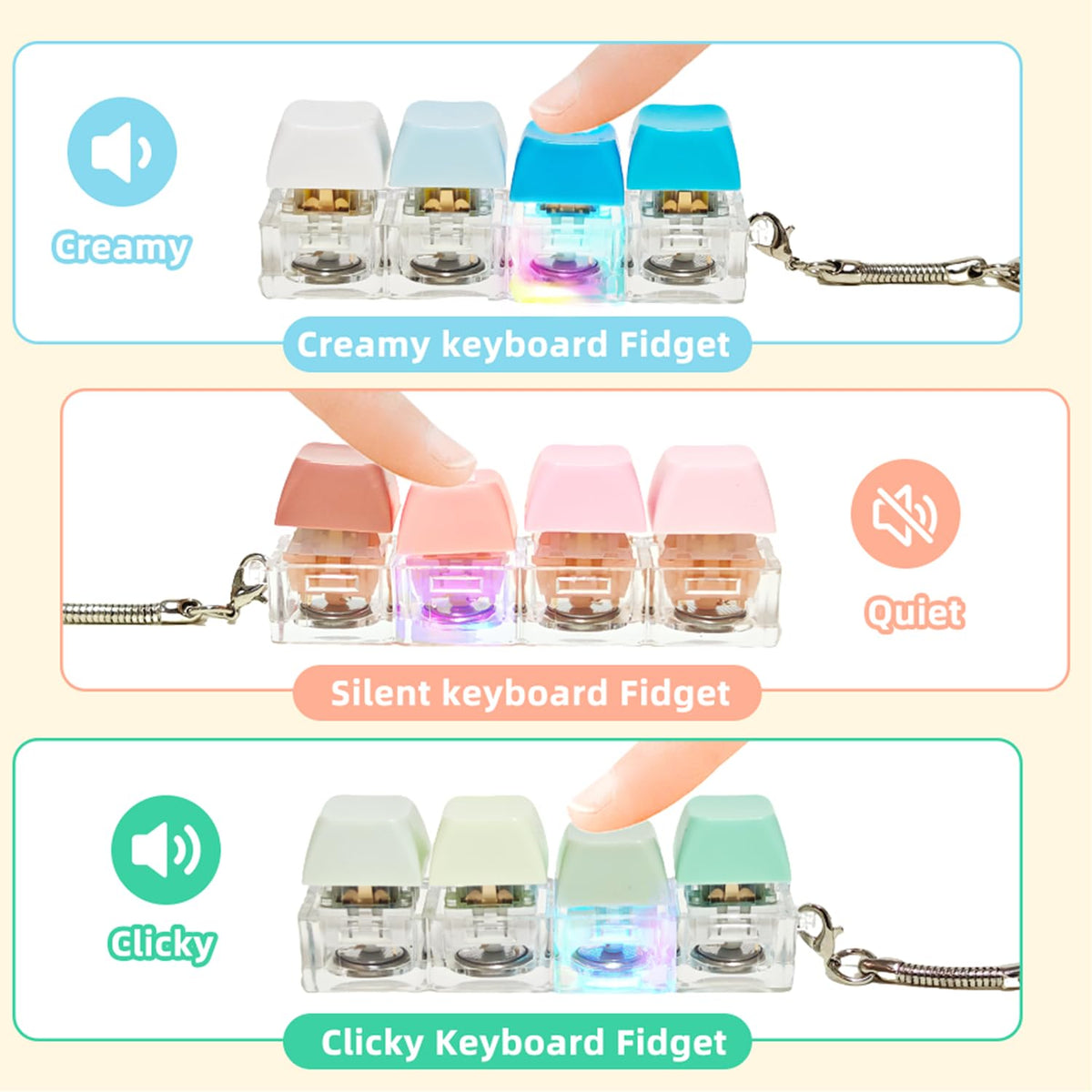 SOMAREM 3-pack keyboard fidget toy creamy sound for calm desk sessions.
