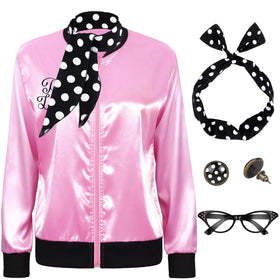 SOMSOC 1950s pink satin jacket for vintage party styling