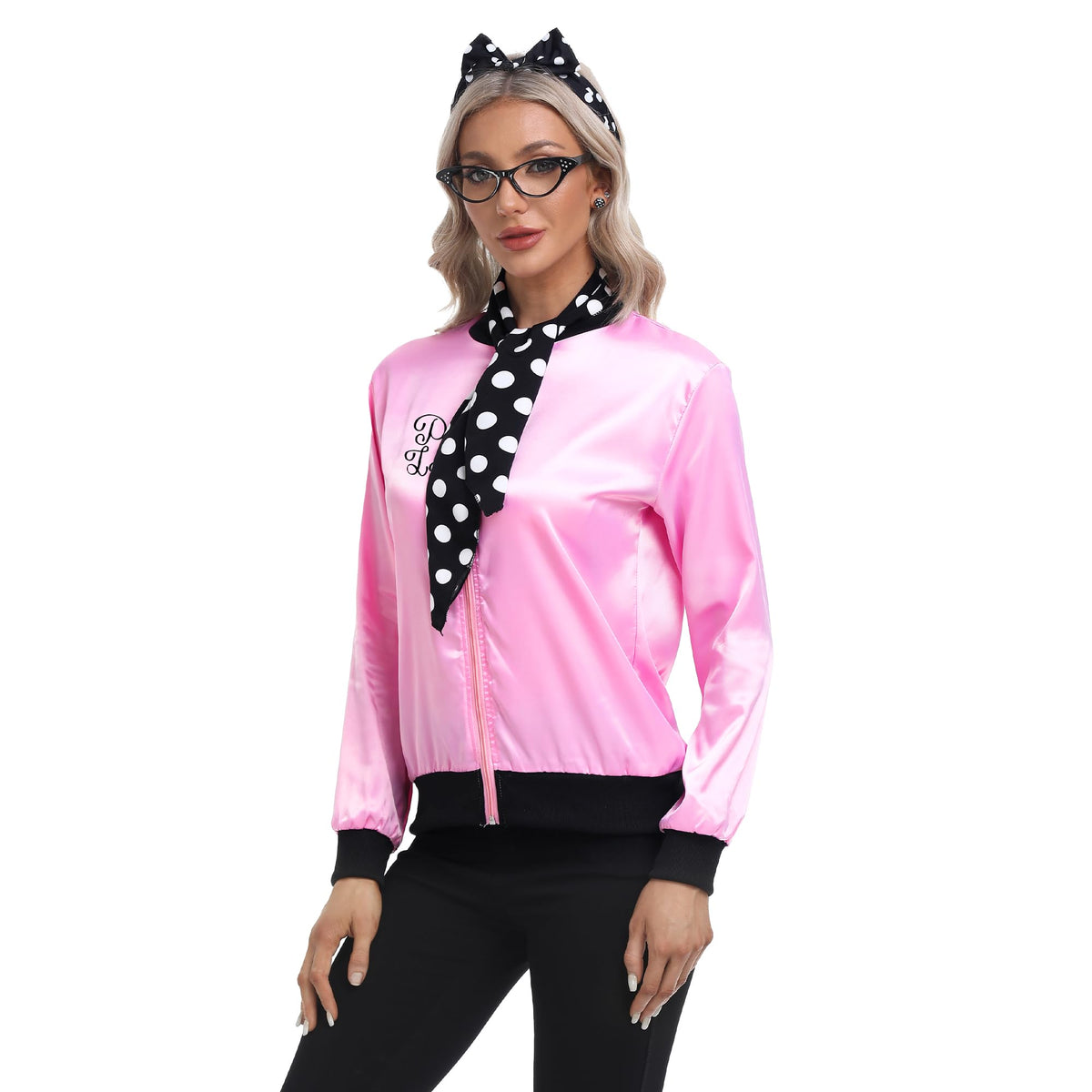 SOMSOC polka-dot earrings finish a bold vintage outfit