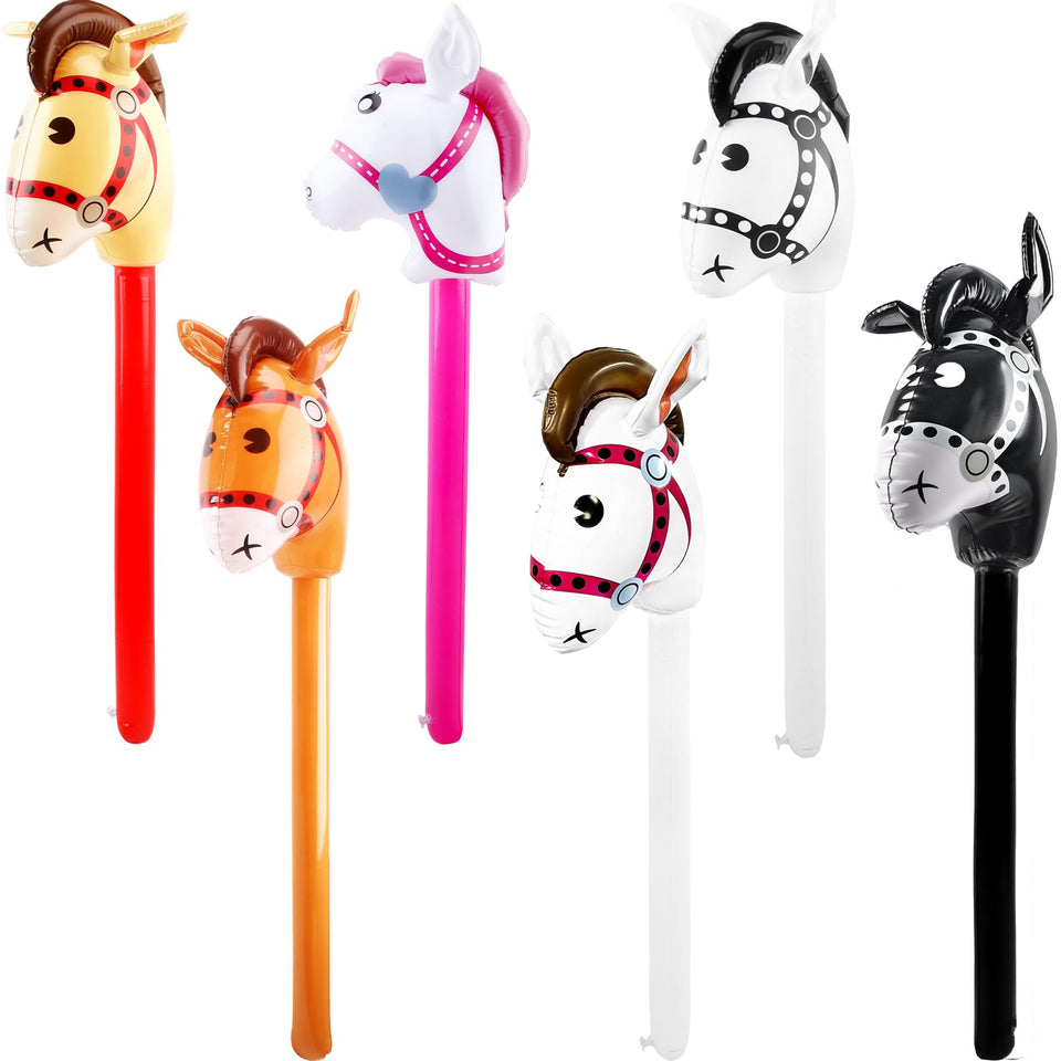 Sonarun six-pack inflatable horse head sticks for vibrant party decor