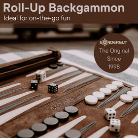 Sondergut backgammon leather pieces and dice showcase premium craftsmanship for on-the-go play.