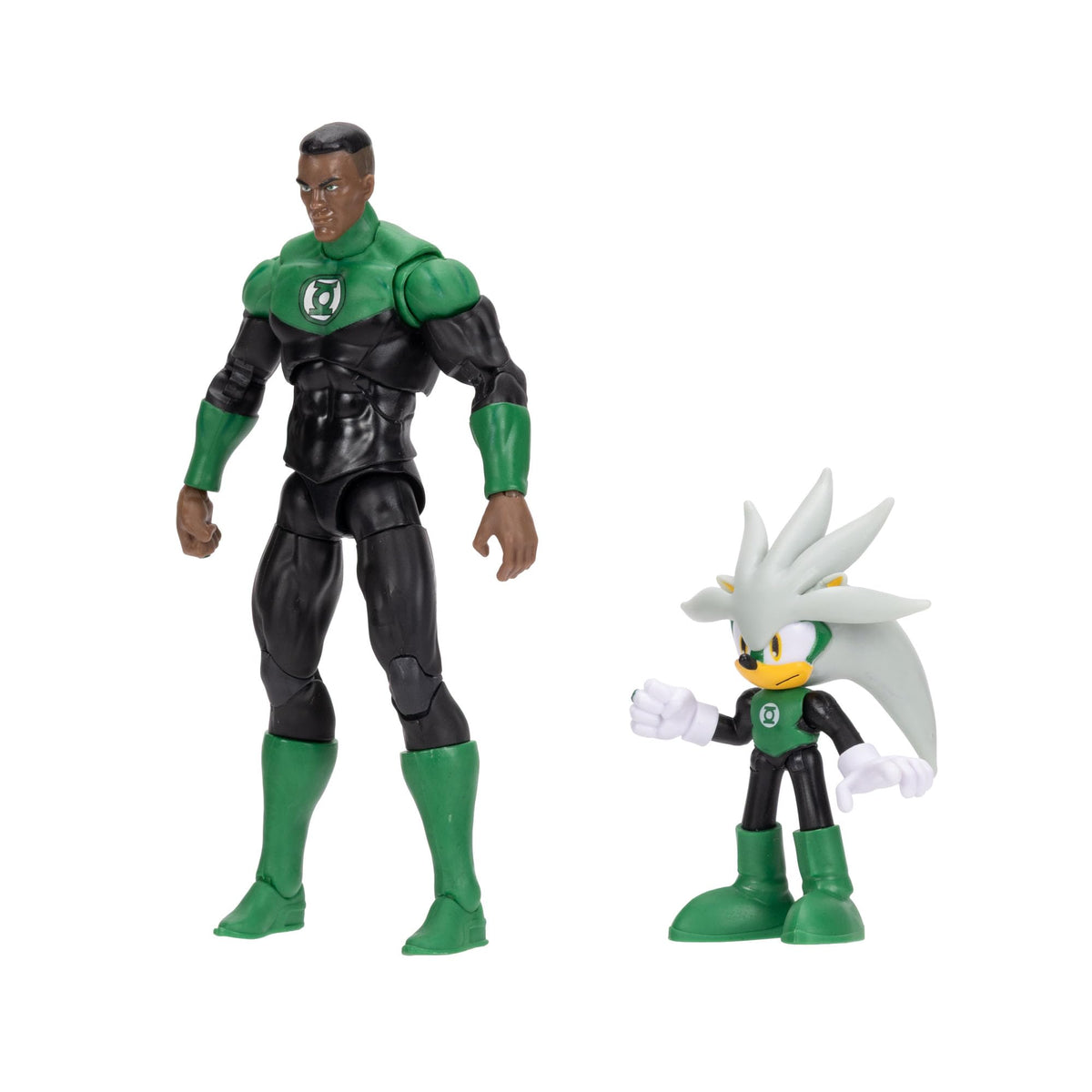 Sonic The Hedgehog Green Lantern duel pose for dramatic display.