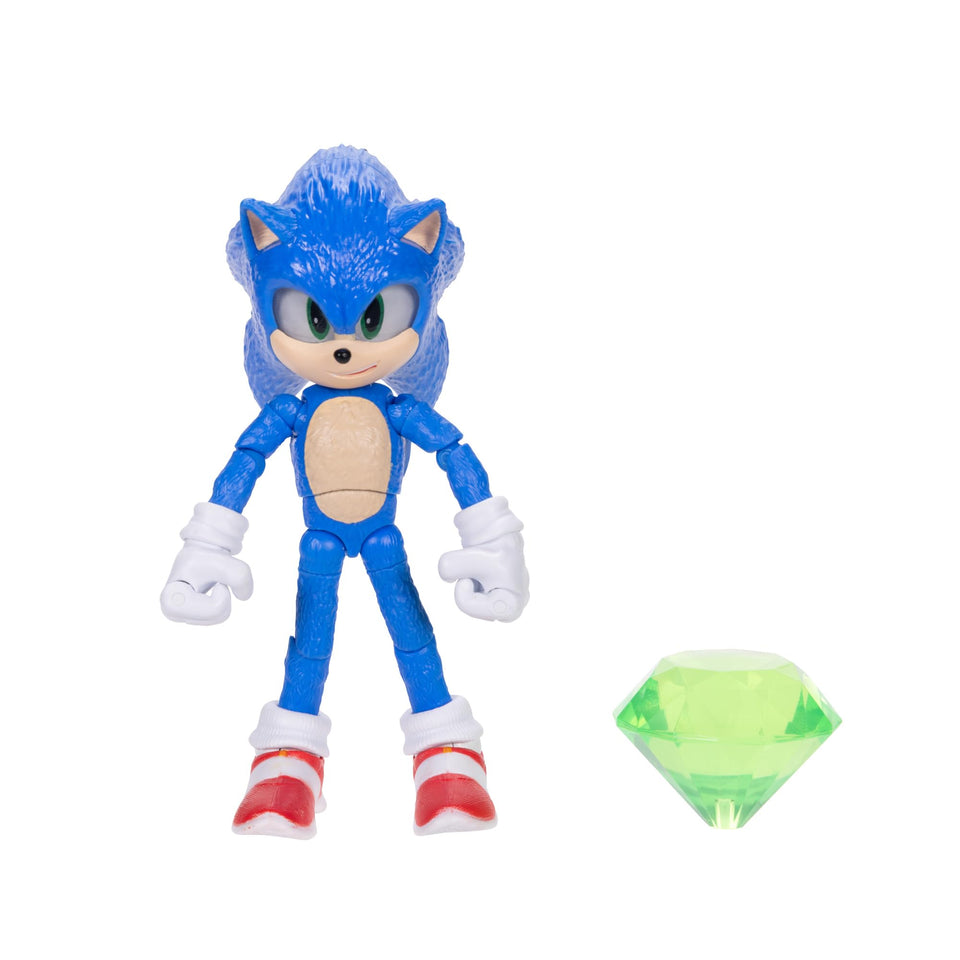 Sonic The Hedgehog 5-inch figure front view with Emerald Wave #3 for display