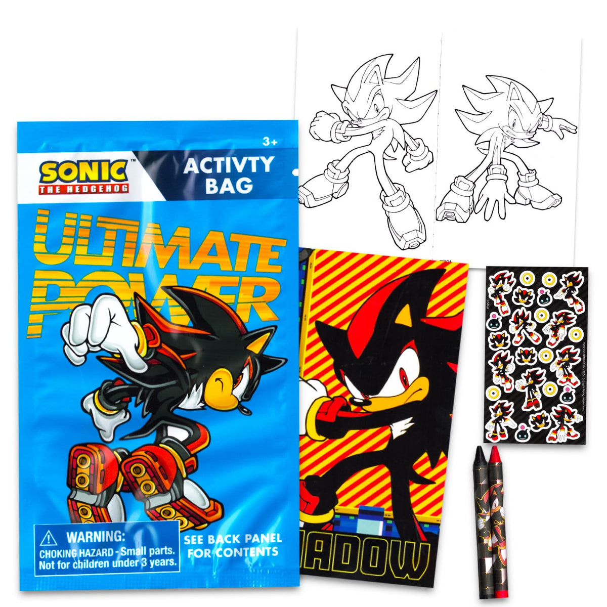 Sonic Shadow mini coloring book with stickers, ideal for classroom rewards and party activities.