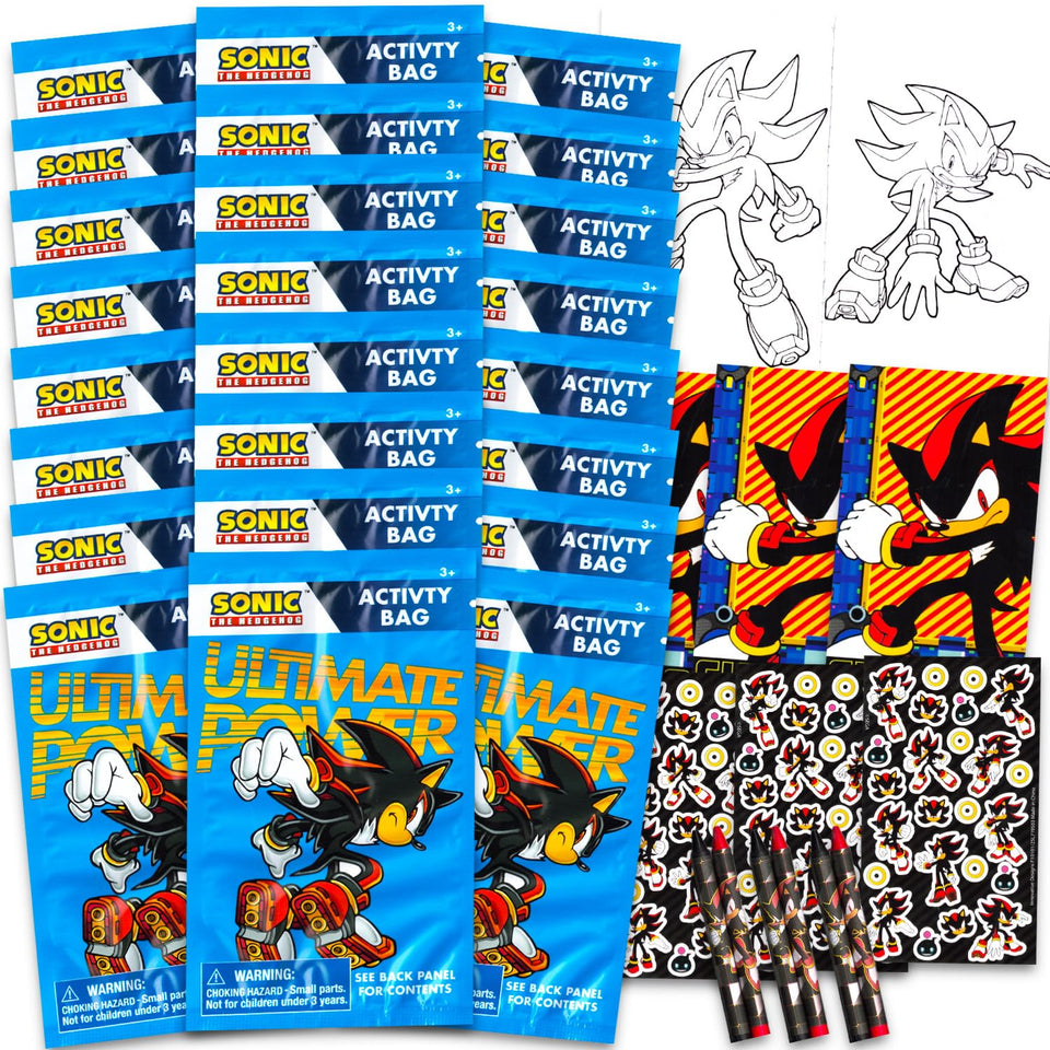 Sonic Shadow play pack with mini coloring book and stickers, ideal for kids' party favors.
