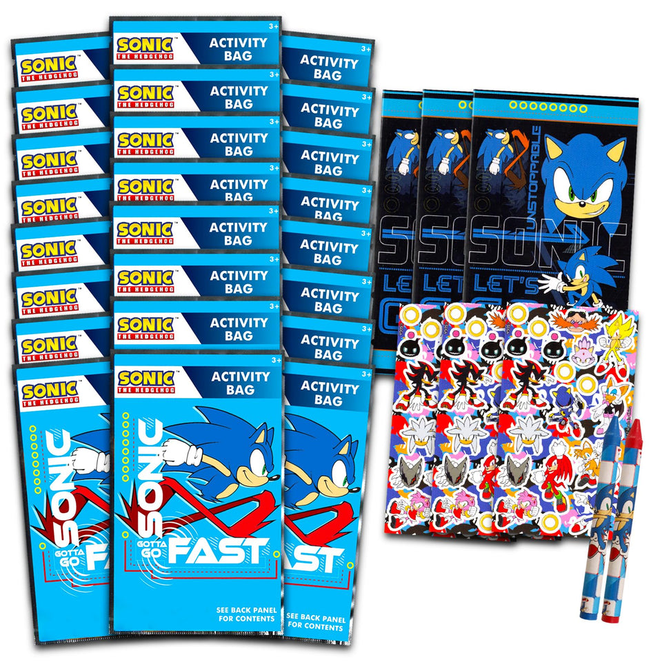 Sonic The Hedgehog play pack with coloring book and stickers for party favors.