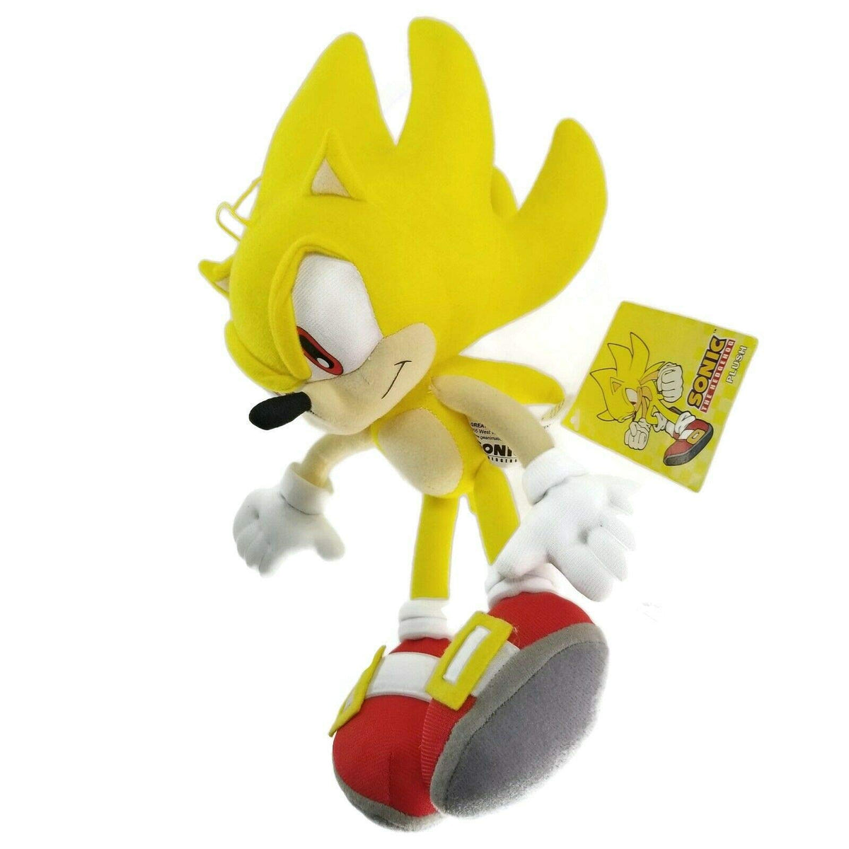 Sonic The Hedgehog plush back view, 12 inches tall, perfect for fans and display.